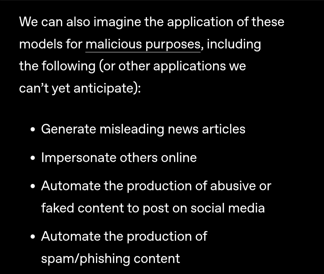 Thomas_Woodside's tweet photo. OpenAI warned us about this 7 years ago! https://t.co/V5ipADgiEJ