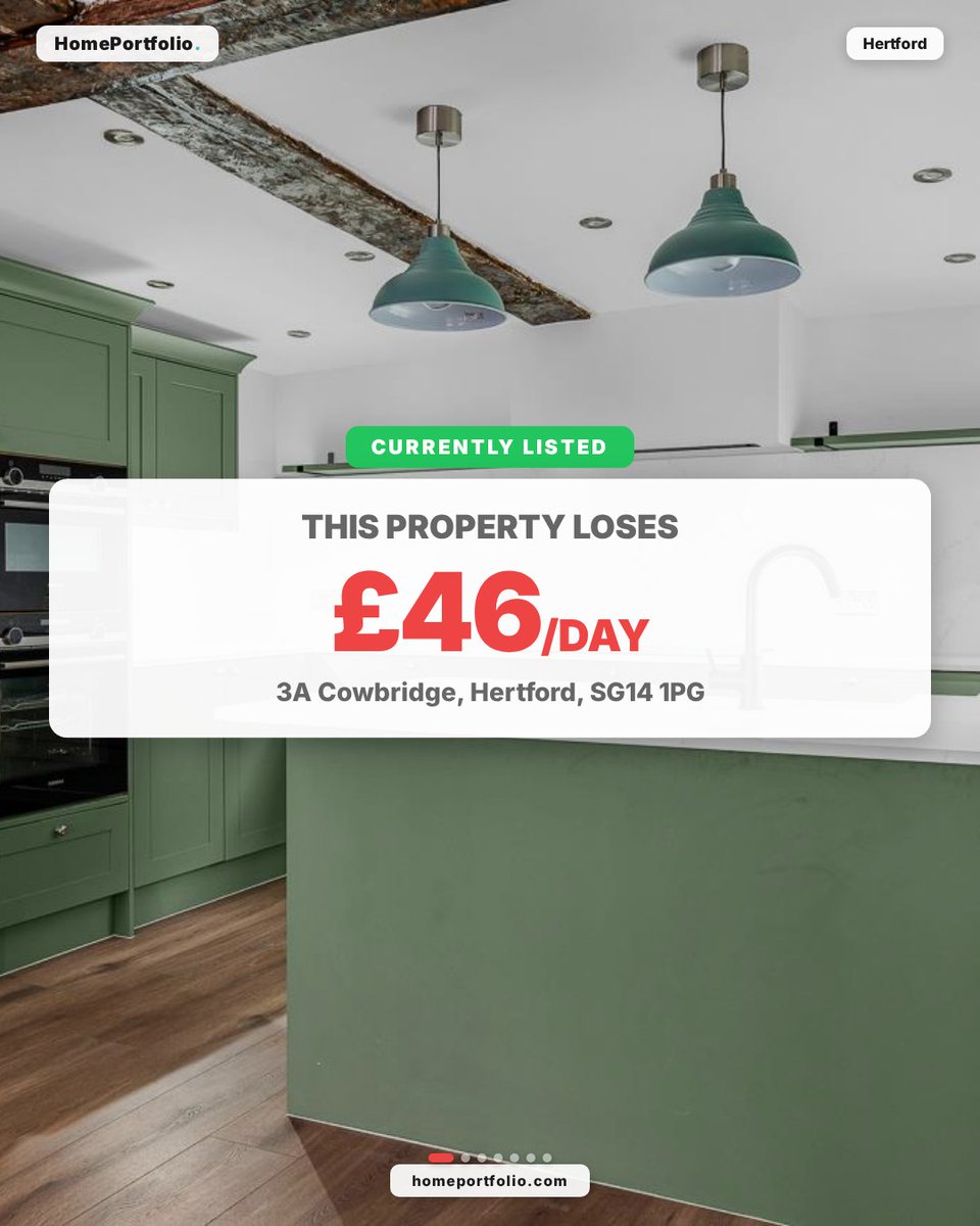 home_portfolio's tweet image. 3A Cowbridge, Hertford, SG14 1PG
4-bed semi detached.
Bought for £750,000 in 2005.
Now valued at £391,000.
£359,000 lost in 21 years.
That's -£46 per day.
Area growth: -2.8%

Data: homeportfolio.com -- 435M+ UK property data points
#propertyinvestment #ukproperty #buytolet
