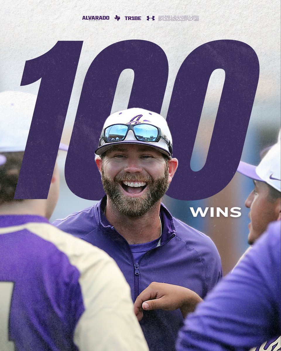 AlvaradoSports1's tweet photo. ‼️ 100 WINS ‼️

Congratulations to Coach Vinyard on win #100. What better way to reach this milestone than with a district championship? What a night!

#TR1BE #AlvaradoExcellence https://t.co/fWEyRjKgjh