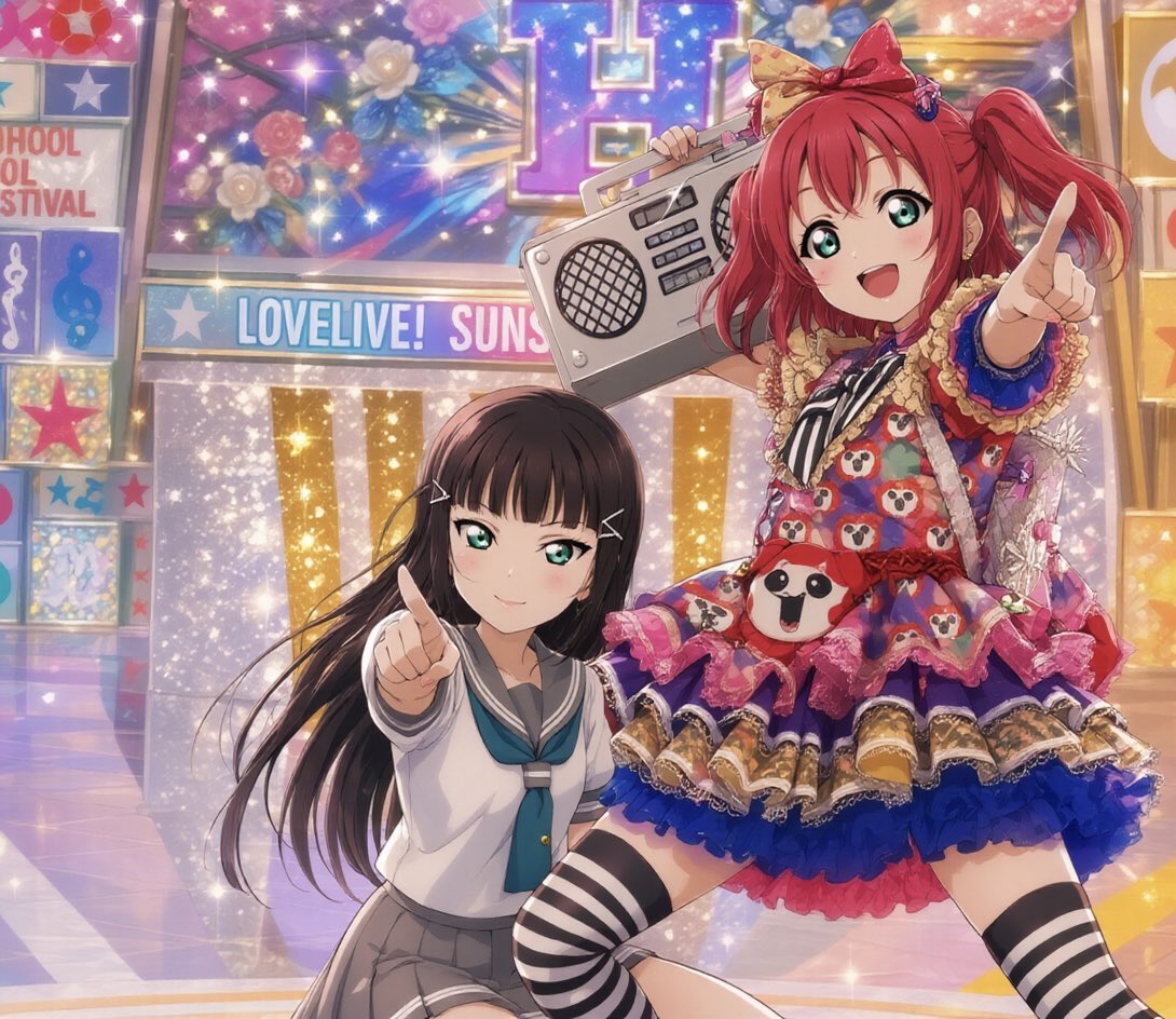 AI3939BC's tweet photo. 黒澤姉妹降臨！
 #Aqours #ハマダ歌謡祭 #lovelive #黒澤ダイヤ #黒澤ルビィ https://t.co/GNuvp38xiQ