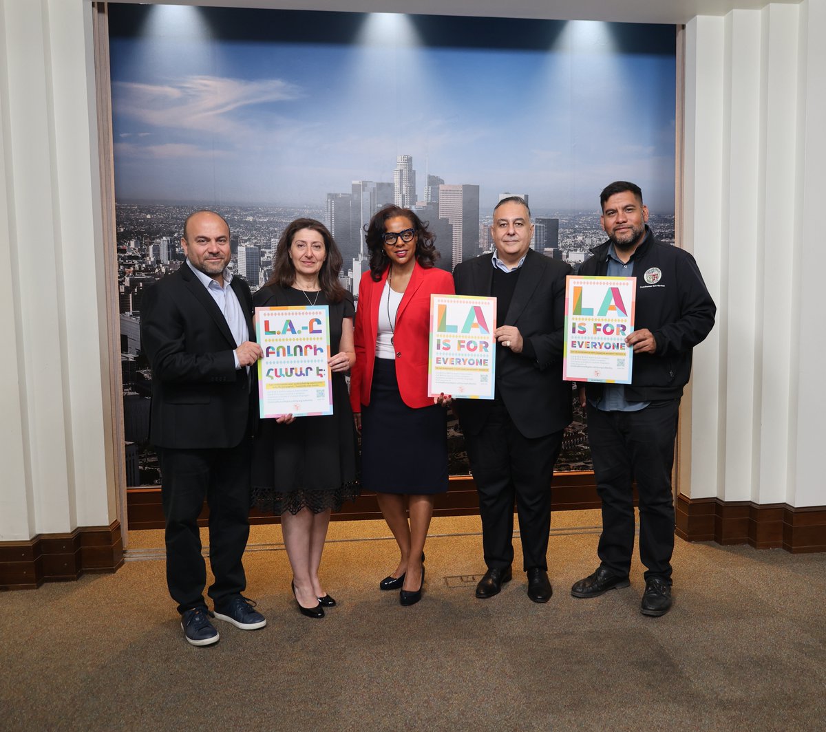 lacivilrights's tweet photo. Today, our Executive Director Capri Maddox joined Councilmember Adrin Nazarian for the City’s Annual Armenian Genocide Remembrance presentation. Tonight, City Hall will glow in the colors of the Armenian flag to mark the 111th anniversary of the Armenian Genocide. #LAForAll https://t.co/YhrgcNwQB1