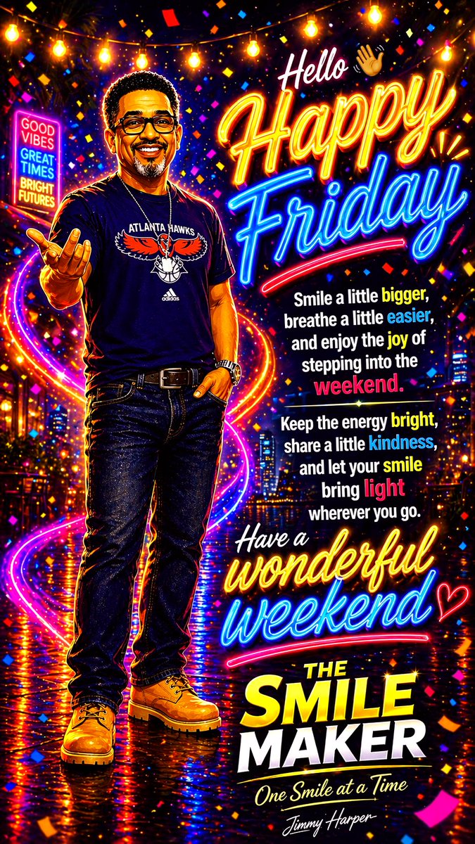 Jimmy_Harper's tweet image. Happy Friday! 👋🏽 Smile bigger, breathe easier, and step into the weekend with bright energy and kindness—one smile at a time

#TheSmileMaker #HappyFriday