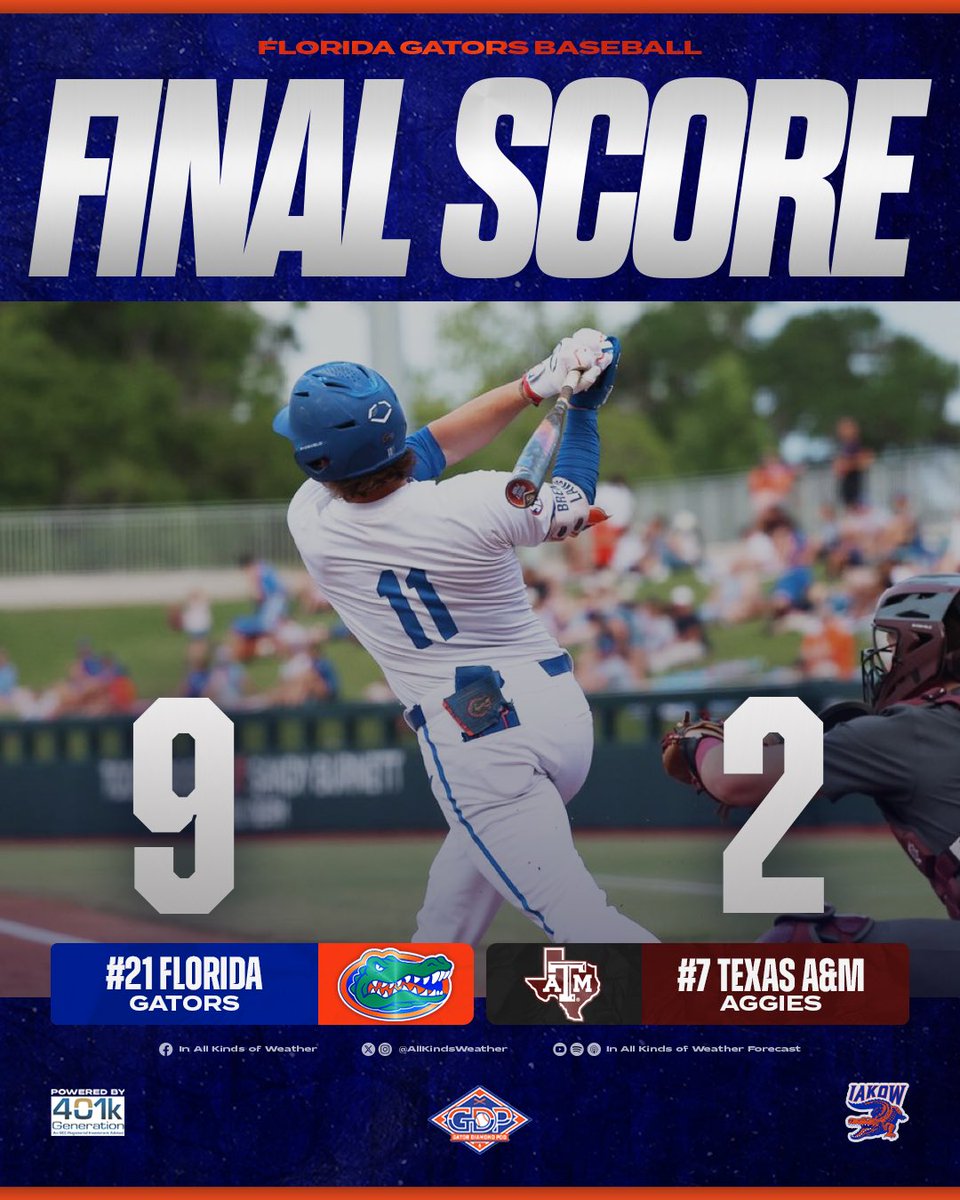 GAME WON 💪

Tomorrow, we go for the series!!! #GoGators