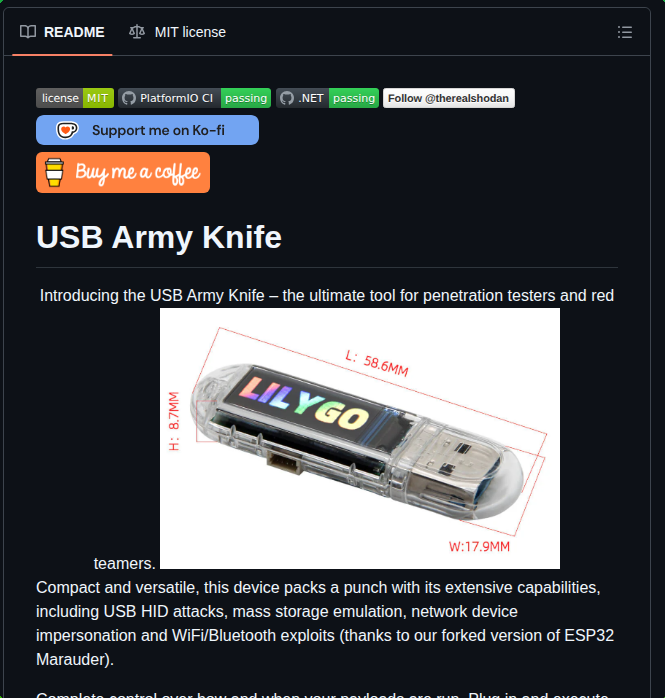 Multi-tool USB device for penetration testing https://t.co/R4ROrGkzqc