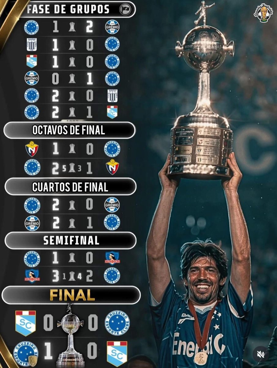 TÍTULO IMPROVÁVEL! 

7 vitórias, 6 derrotas e 1 empate.
14 gols feitos, 12 gols sofridos.
Aproveitamento de 52,4%

Dida nos deu essa Libertadores, literalmente.