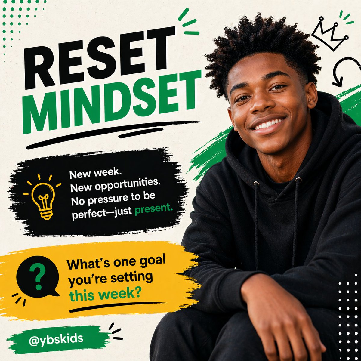 YBSKids's tweet photo. What if trying again this week IS the win? 🙌🏾

No pressure to be perfect - just present. Growth happens in small, quiet steps.

Drop your #1 goal below 👇 We're cheering for you.

#YBSKids #GrowthMindset #BlackYouth #PlanoTX #DFW #ProgressOverPerfection https://t.co/8qD7rKgm5g
