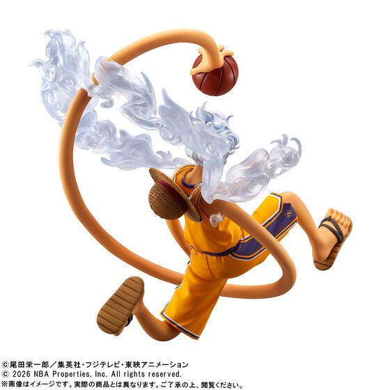 Product photos for One Piece x NBA Master Stars Piece The Monkey D. Luffy Gear 5 Los Angeles Lakers.

¥16500

🇯🇵: Currently available for preorder at Premium Bandai JP (does not ship to US). Ships October 2026.

#OnePiece
