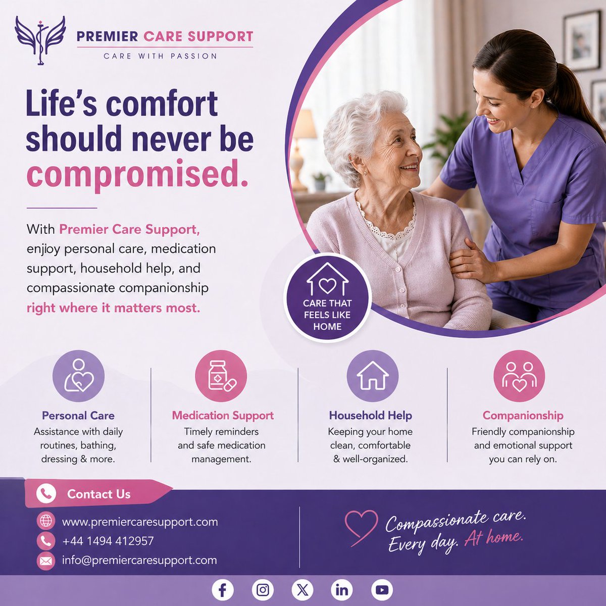 premiercare_'s tweet photo. Life’s comfort should never be compromised. With Premier Care Support, enjoy personal care, medication support, household help, and compassionate companionship right where it matters most.
Contact Us: 
🌐 https://t.co/Bz18JRonQw 
📞 +44 1494 412957 
📧 info@premiercaresupport.com https://t.co/g4FXQ8F0z7