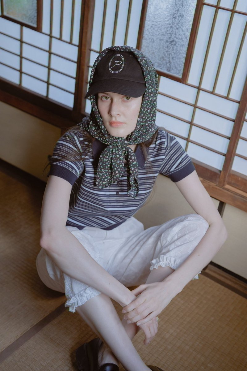 別注Multi Border Polo MULTI BORDER LOGO KNIT POLO TOP