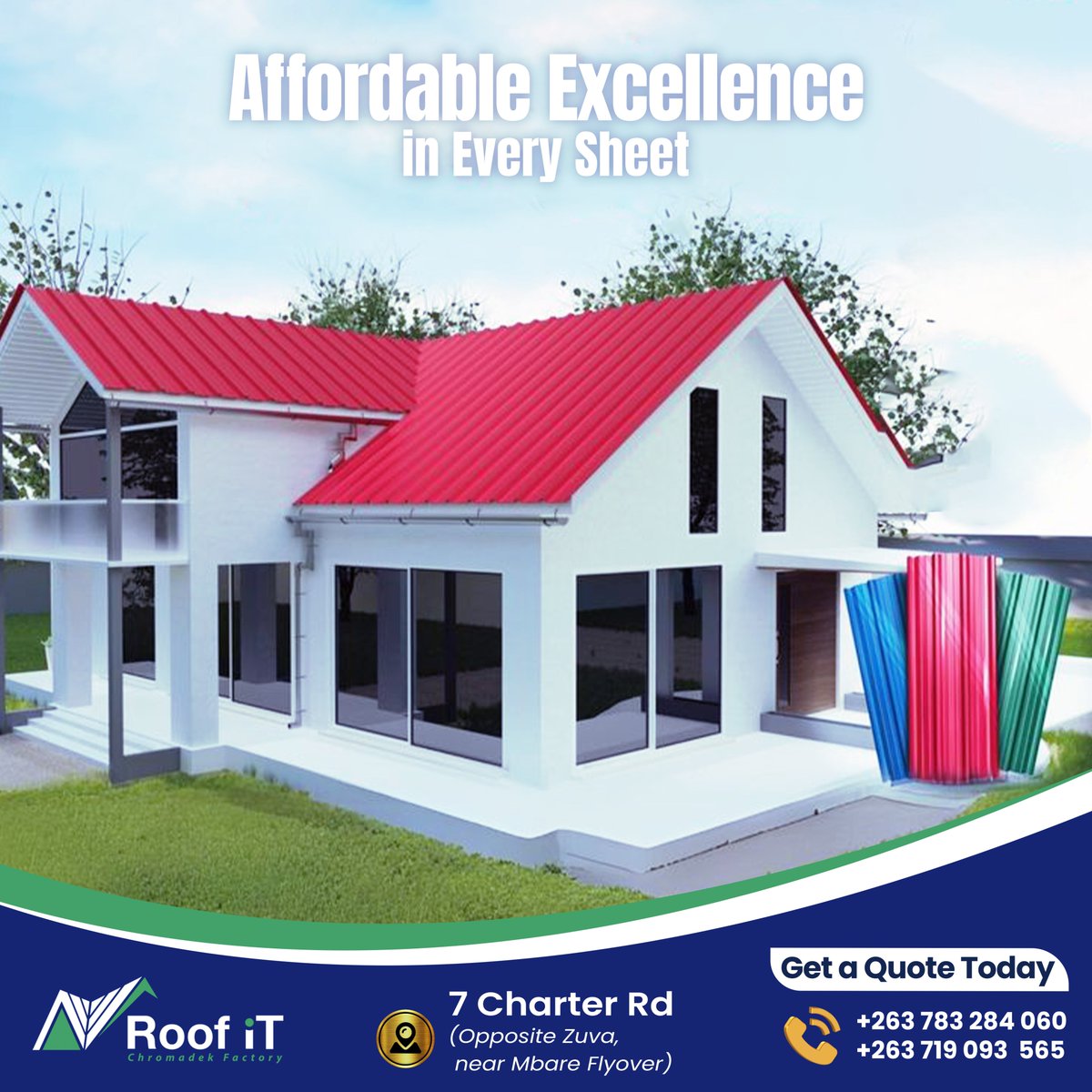 RoofiTchromadek's tweet image. Affordable Excellence in Every Sheet.

Premium Chromadek roofing that delivers strength, style &amp;amp; value — all in one.

📍 #7 Charter Rd, Cnr Harare St, Harare CBD (Opp Zuva)
📞 +263 719 093 565 | +263 783 284 060
#RoofiT #RoofingSolutions #Harare