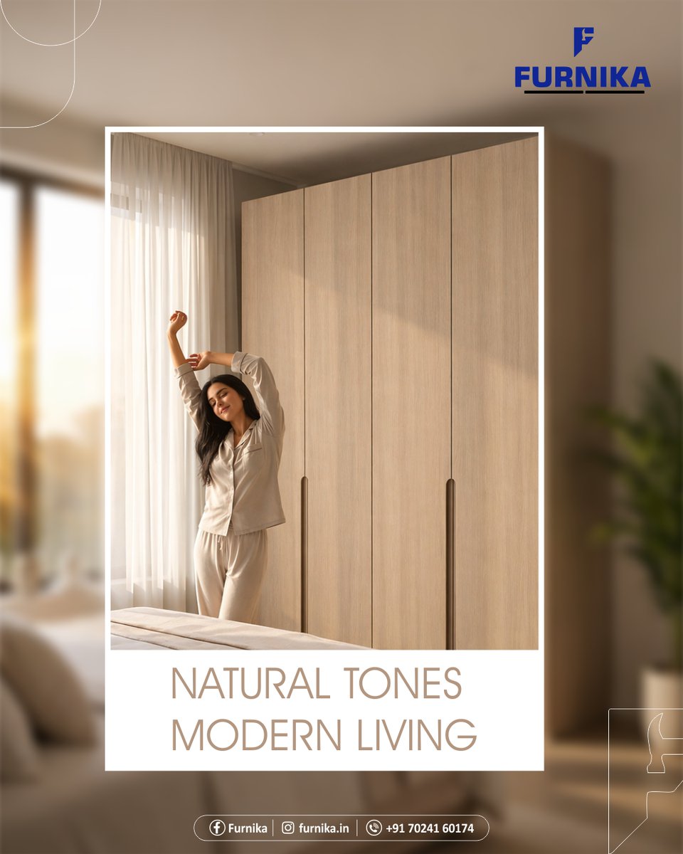 Furnika4485531's tweet image. Natural &amp;amp; Modern vibes, designed for today
A perfect balance for everyday living.

#Furnika #ModularFurniture #SmartStorage #WardrobeDesign #ModernHomes