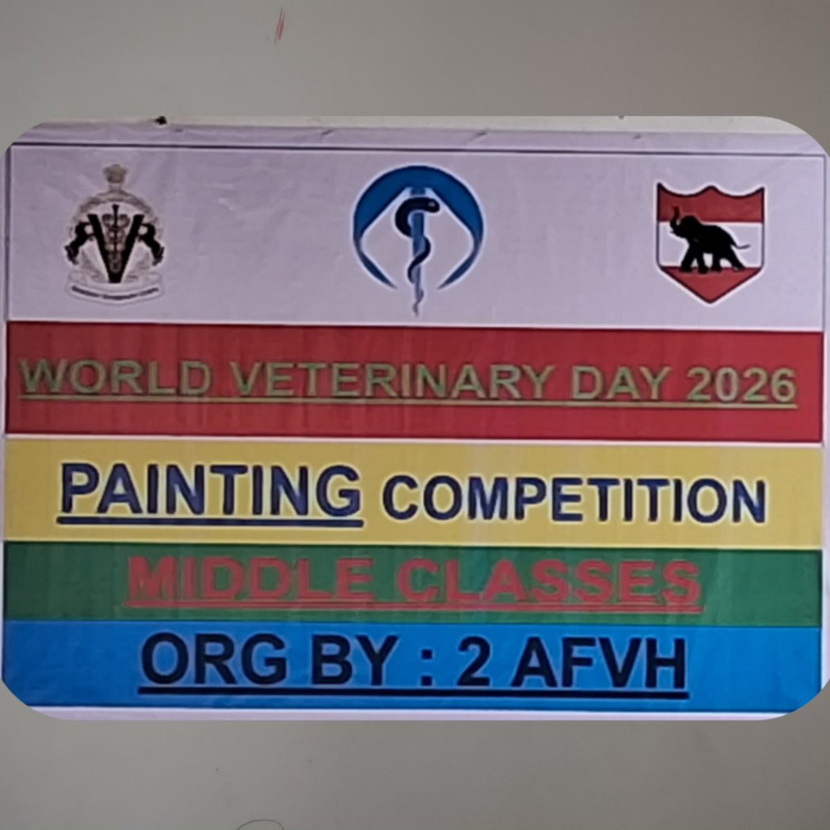 APSMISSAMARI's tweet photo. Celebrating creativity on World Veterinary Day 2026! 🎨
Our middle school students participated in a vibrant painting competition organised by 2 AFVH, expressing their care and compassion for animals.#APS #Blazingsworddivision
#EasternCommand 
#APSMissamari #AWES 
#GajrajCorps https://t.co/AqSfueqGY5