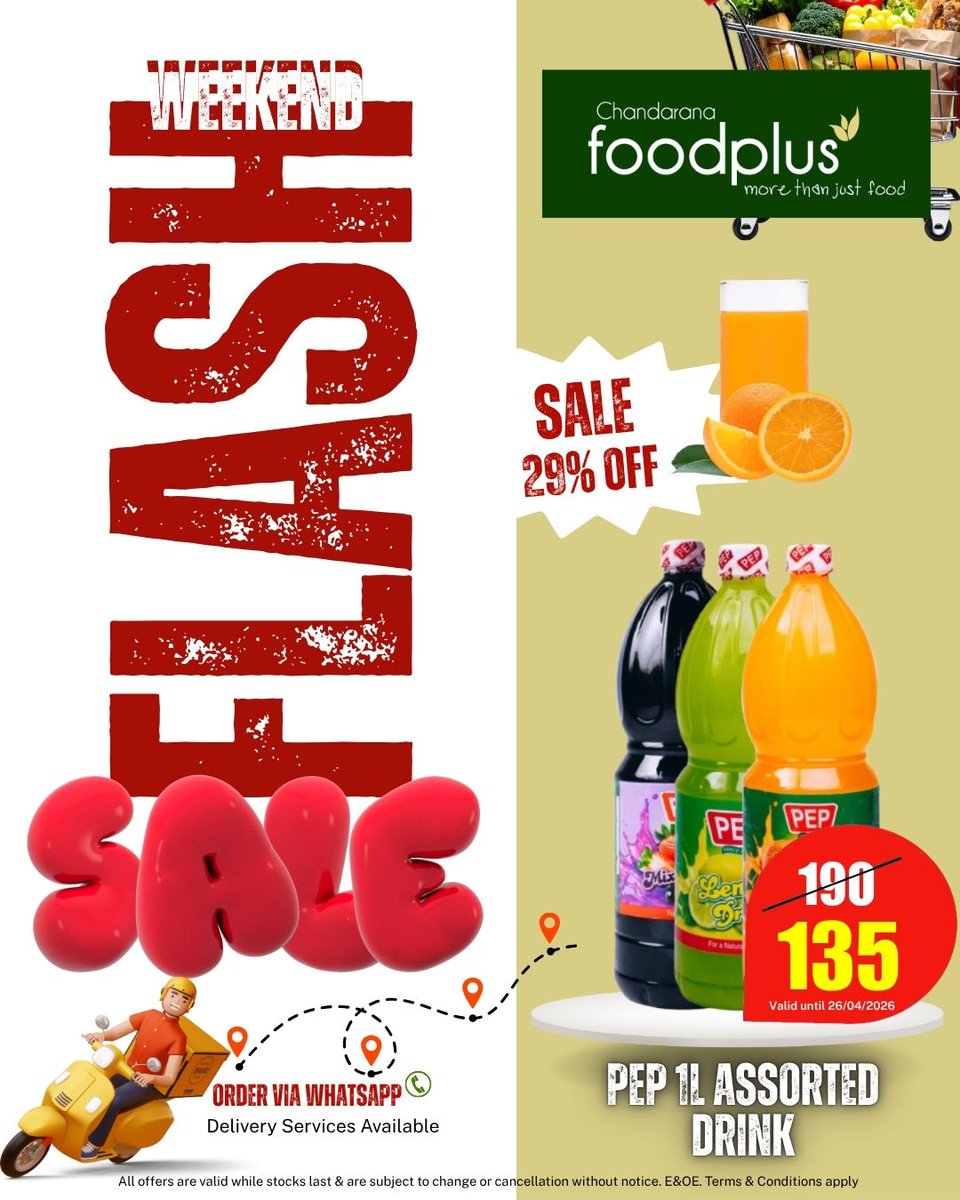 ChandaranaSuper's tweet image. Saturday morning just got a major glow-up! ✨ Our Flash Sale is still sizzling, so grab a trolley and snag the weekend’s best deals before they vanish. Shop smart, eat better! #SaturdaySavings #FlashSale #MBVIPChandarana310127 🛒🔥🍳
