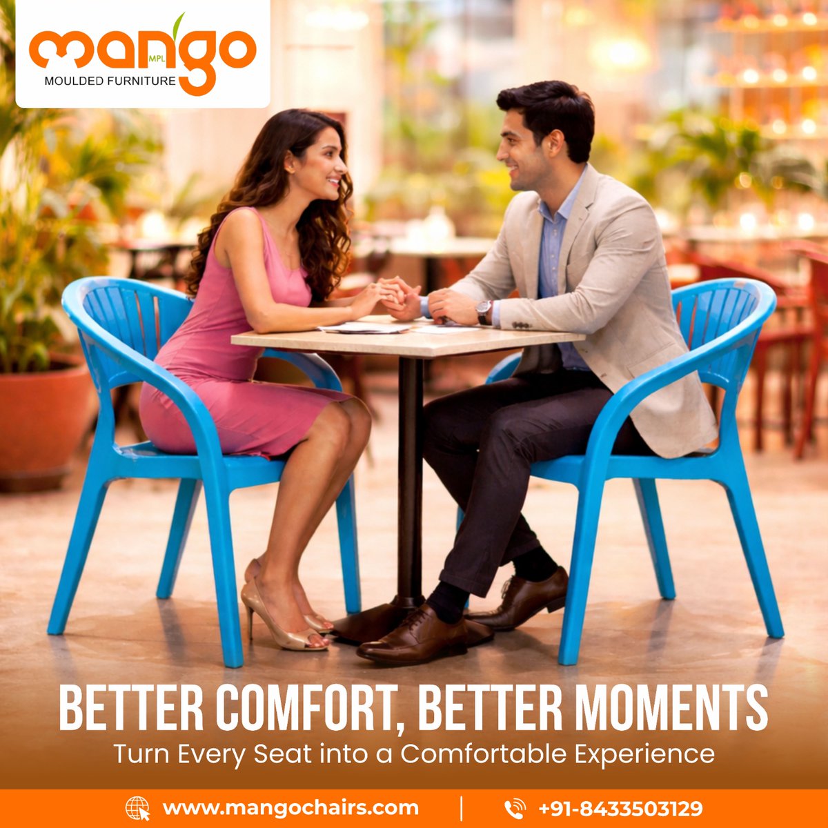 MangoChairs's tweet photo. Better comfort, better moments 💙
Because the right chair doesn’t just support you—it brings people closer. Make every conversation more relaxed with Mango Chairs.
🌐 https://t.co/FsVjCguii5
📞 +91-8433503129
#mangochairs #ComfortSeating #BetterMoments #OutdoorFurniture https://t.co/P1B1gXVhmz