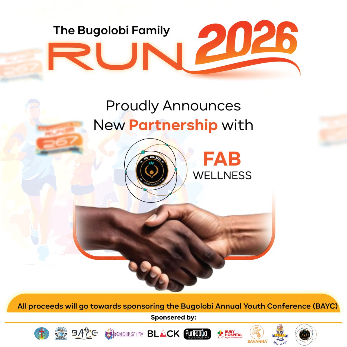 The_DYF's tweet image. We’re proud to welcome @fabwellnessug as a partner of the #BugolobiFamilyRun2026. 🤝

Together, we run for health, community, and a greater cause — supporting the Bugolobi Annual Youth Conference (BAYC).

#Partnership #CommunityImpact #RunForACause