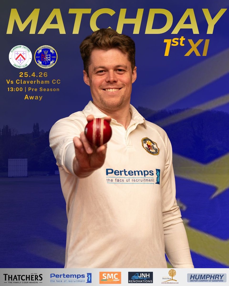 club_winscombe's tweet photo. 🔵🟡 MATCHDAY! 🟡🔵
1st XI Vs Claverham (Yatton) CC
📅 Saturday 25th April
⏰ 13:00
🏟️ AWAY
🏏 Pre Season friendly
#UpTheCombe https://t.co/3FGxnThws9