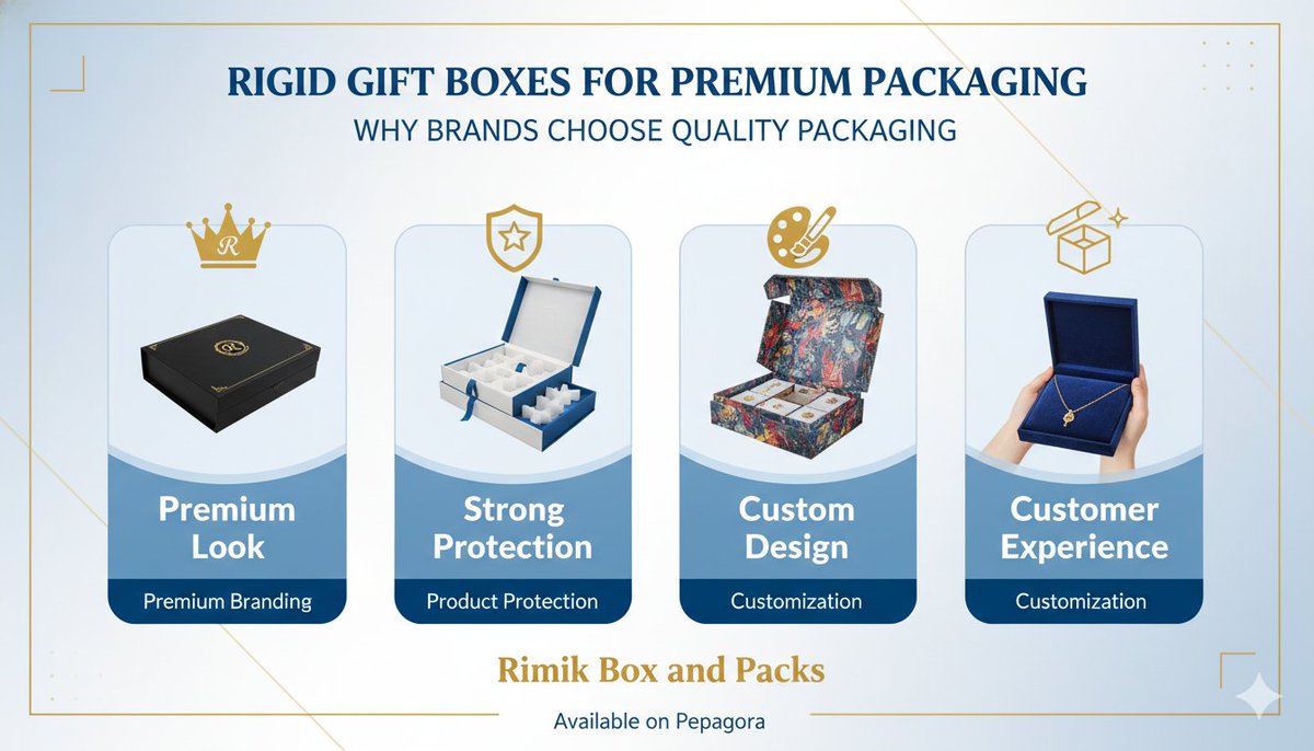 KrittikaCh78082's tweet image. This article explores why rigid gift boxes are preferred by modern brands, the impact on product value.
👉 Read the full article : jpst.it/4_1zY

#PackagingIndustry #Branding #LuxuryPackaging #ManufacturingIndia #B2BPlatform #Pepagora #SupplyChain #RetailPackaging