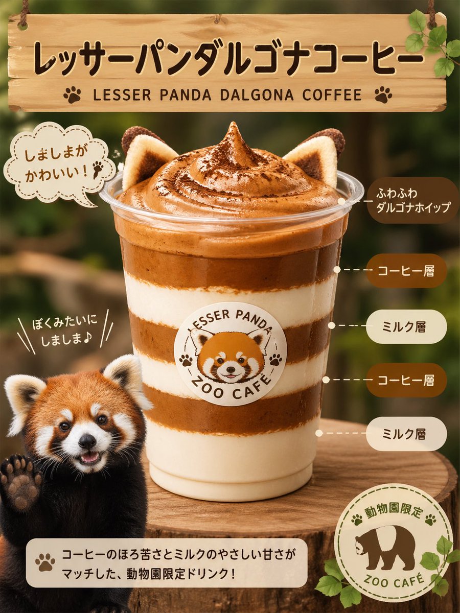 22michi18's tweet photo. アメリカンドッグ？とキャラメルココアの甘さが合うイメージが湧かず、ダルゴナコーヒーとか良さそうと思ってしまった。ChatGPT作 https://t.co/F11GCHQyaF