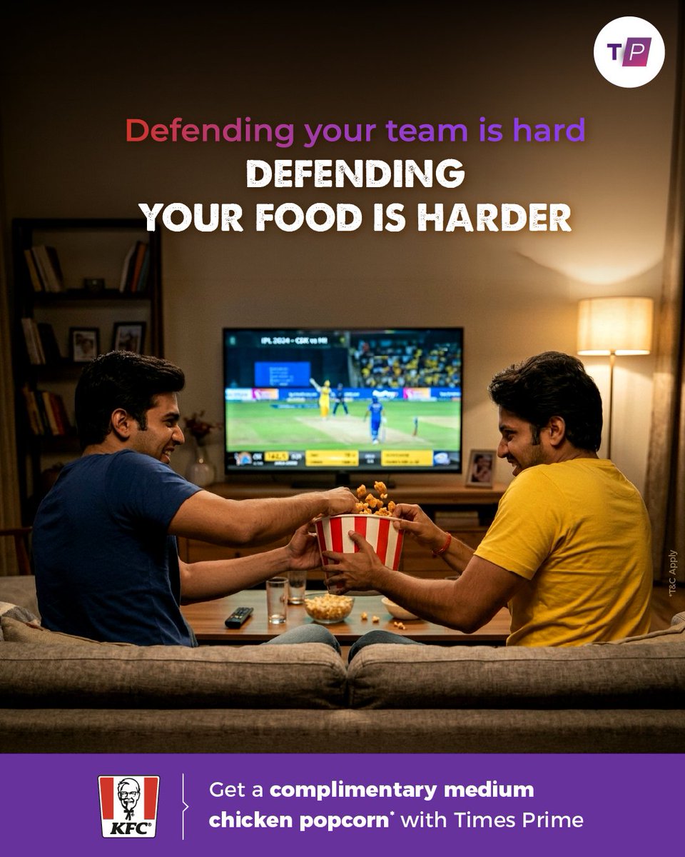 timesprime's tweet image. Would you rather? 👇

1. Defend your team 🏏
2. Defend your snack 🍿

Choose wisely.

#timesprime #kfc #cricket #matchday #chicken