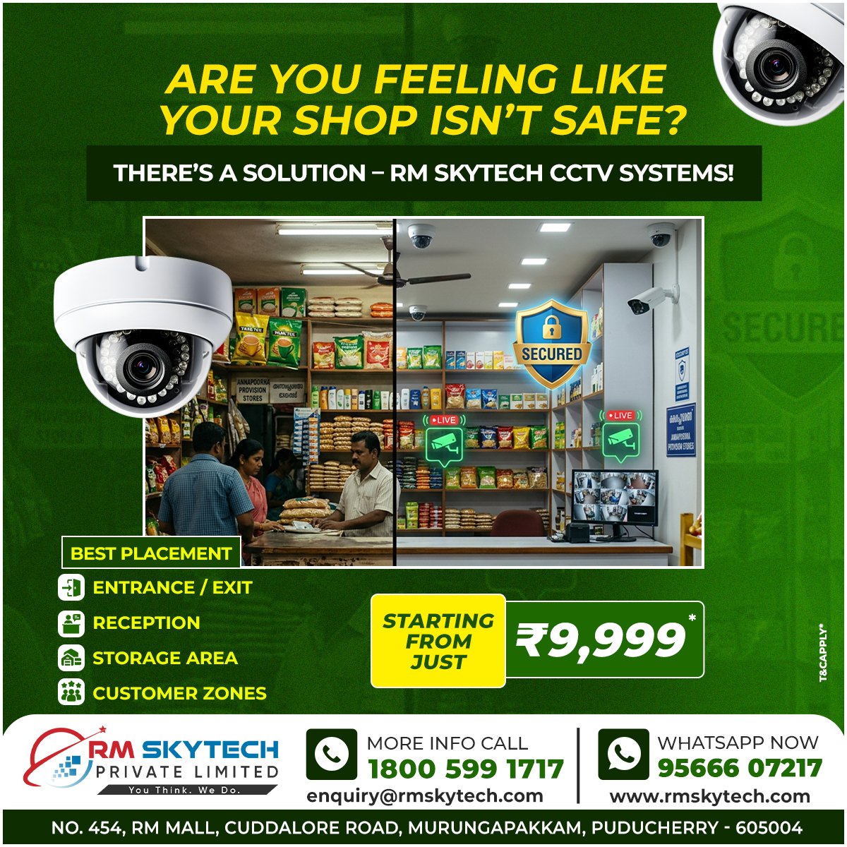 rm_repair_serv's tweet photo. Is your shop truly safe? 🧐 Get professional-grade protection today! Complete CCTV solutions starting at just ₹9,999. Reliable, live monitoring you can trust.
.
.
#shopsecurity #CCTVIndia #puducherrybusiness #smallbusinesssafety #surveillancesystems #rmskytech https://t.co/a5aiOLBhtZ