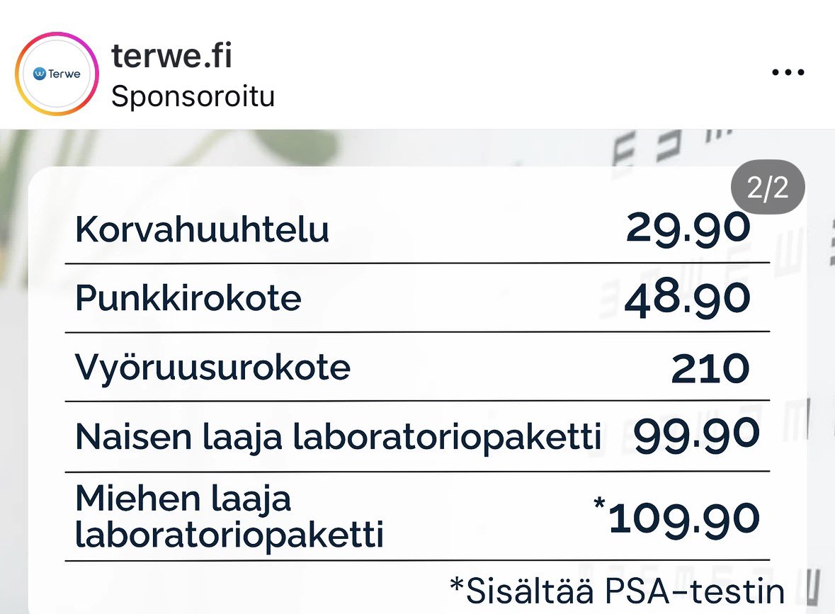 KrisuLinden's tweet photo. Tälläinen edullinen yksityinen lääkäri löytyy Suomesta:
Suositus
#Terwe https://t.co/LZaWWy6vmn