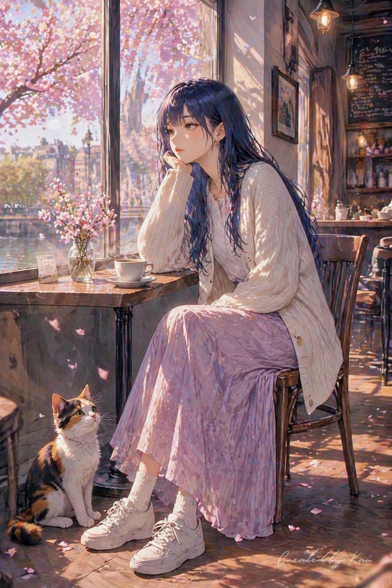 paskal_ren's tweet image. かいんさん はじめまして
フォロワー2222名様超え
おめでとうございます💐✨

企画参加しますꪔ̤̮

春まどろみ

足元の小さなぬくもりと、
窓辺に揺れる春の気配。

#AI猫折々 #AIart