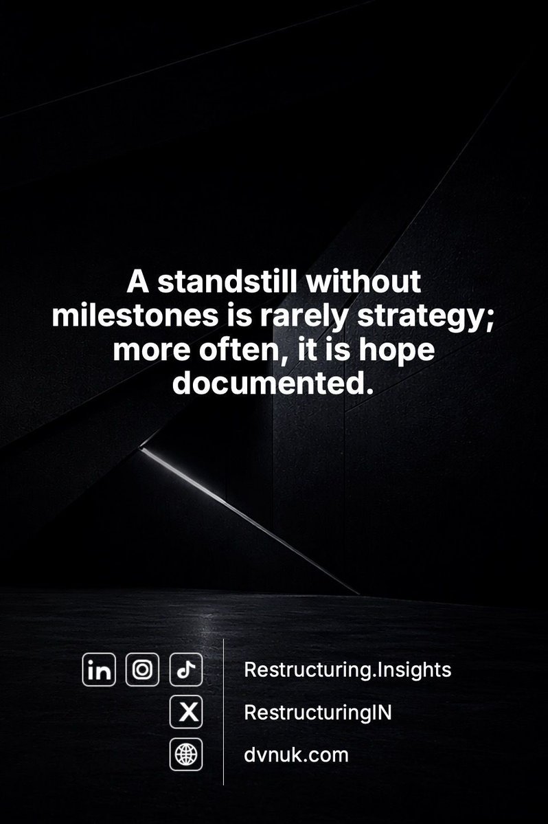 RestructuringIN's tweet image. A standstill without milestones is rarely strategy; more often, it is hope documented.

#Restructuring #Milestones #Governance