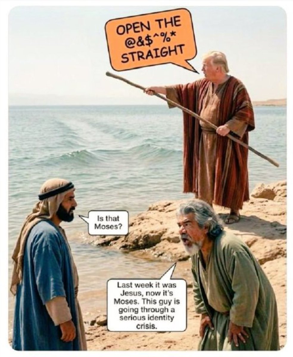 UK999ers's tweet image. #BBCBreakfast Is #Trump 'The Messiah' among us? He was Jesus last week and Moses this week. Will he become #Adam and make Melania dress up as #Eve next week?