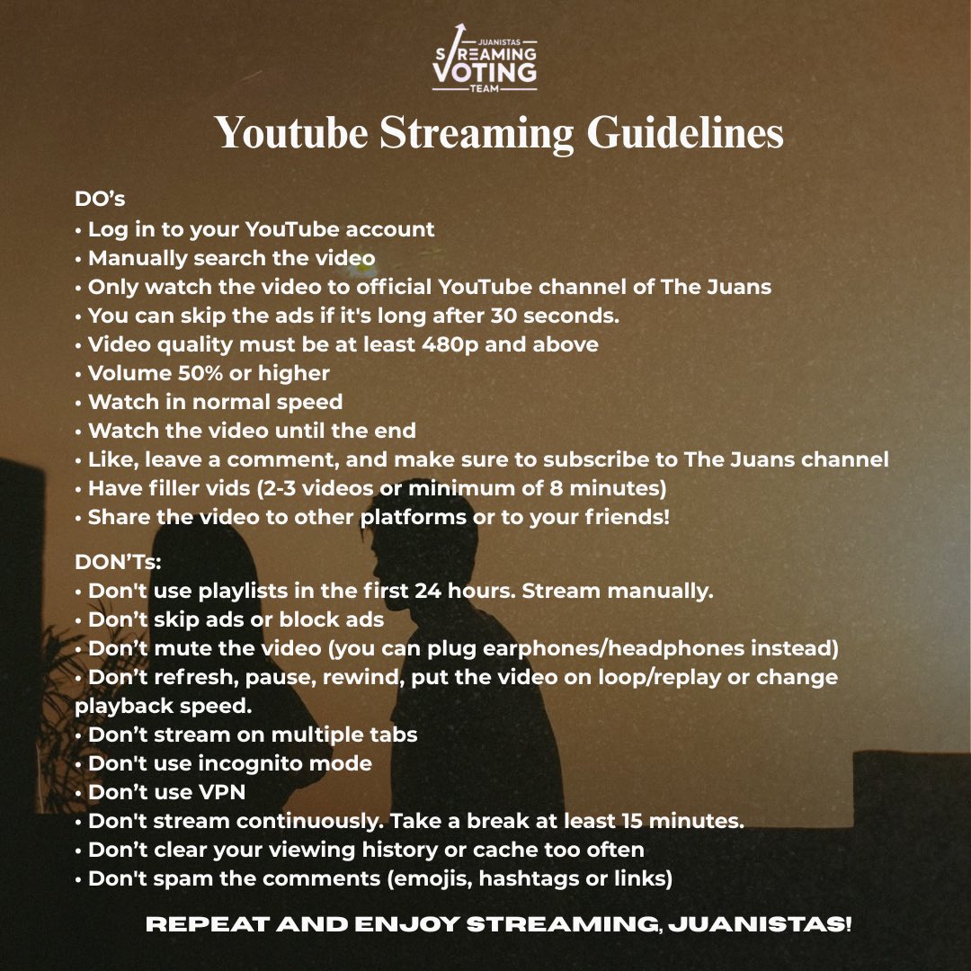 MALAPIT NA MAPANGITI ANG LAHAT! ✨

Pero bago ang lahat, here are your streaming reminders para siguradong counted ang bawat stream.

Let’s all follow and stream properly, and support <a href="/dustinyuu/">Dustin Yu</a>, <a href="/biancadeveraa/">Bianca De Vera</a>, and <a href="/TheJuans_BAND/">The Juans</a> 💛

#TheJuansNgitiMV #DustBiaNgitiMV