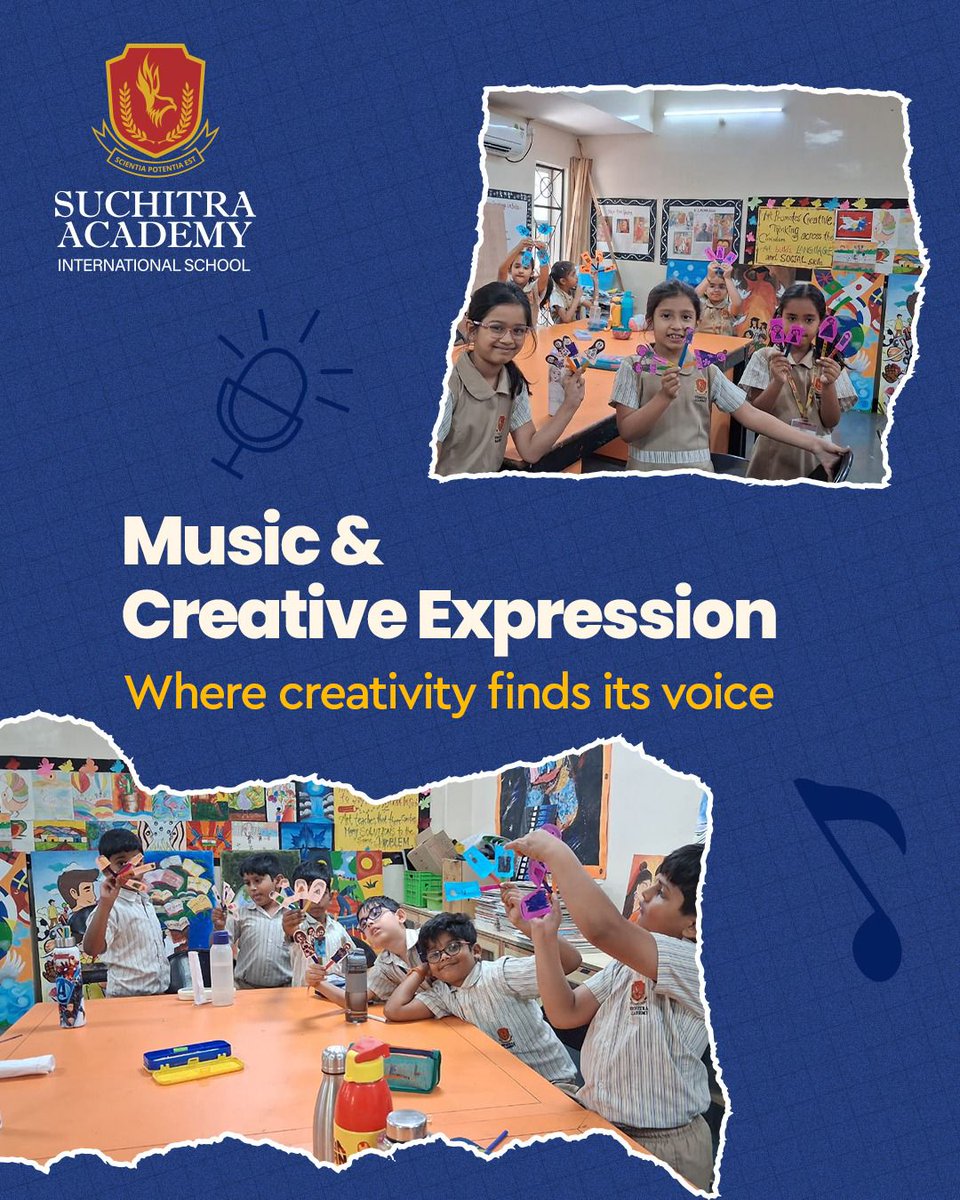SuchitraAcad's tweet image. Creativity in motion, expression in every note 
Our Cambridge students explored the power of music and art building confidence, collaboration, and individuality through every rhythm and brushstroke.

#creativelearning #suchitraacademy  #holisticdevelopment #cambridgestudents