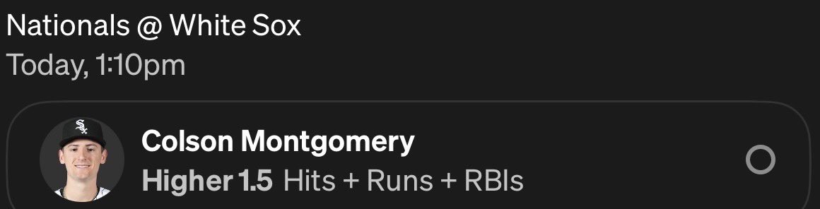 DONZPICKS's tweet photo. 4.25/⚾️
PICK OF THE DAY ☘️
Colson Montgomery(HIGHER) 1.5HRR
LAST10-80% HIT RATE
H2H-100% HIT RATE
@OutlierDotBet
Good Luck 🍀
#Outlier | #Underdog | #Streak | #USPartner | #Gambling𝕏 | #MLB https://t.co/wVQpAs7ea1
