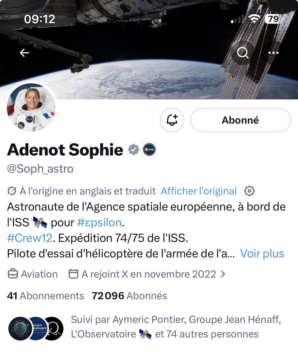 Jerome31_FR's tweet image. 72k ! C’est excellent … à suivre pour atteindre les 100k abonnés pour @Soph_astro ! 
#spatial #astronaute #ISS #espace #sciences #space @esascience @esa @AschbacherJosef