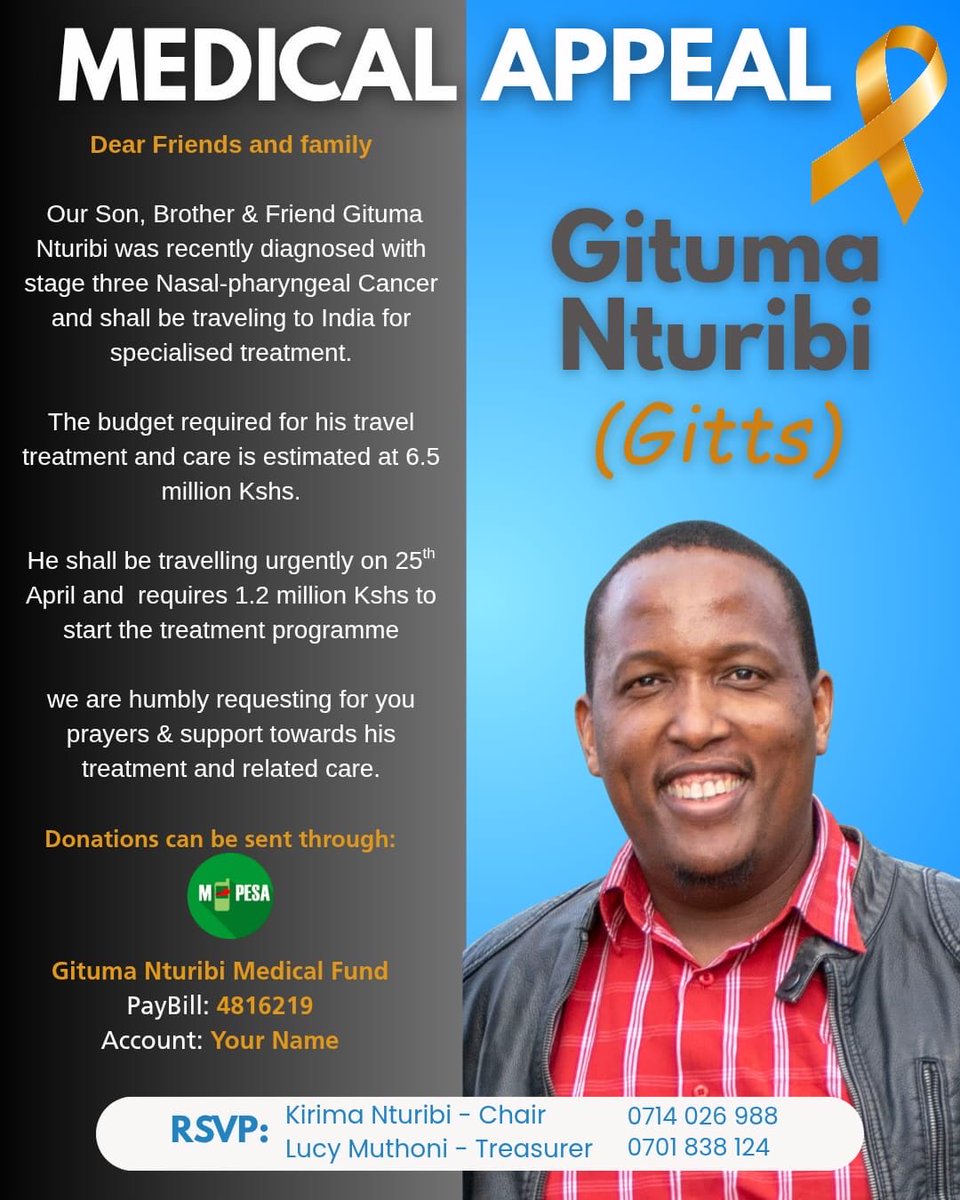 Remember how y’all came through for me 2yrs ago? I know we can do it for another KOT. 

Whatever you have to spare, no matter the amount, please direct it to Gitts.

Kidogo kidogo hujaza. I know, from experience. And cancer sucks!

Quick recovery <a href="/gitts/">Gituma Nturibi</a> ❤️