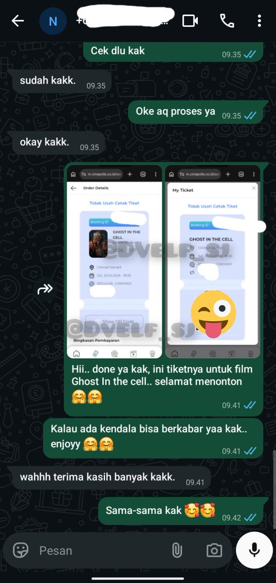DVELF_SJ's tweet photo. Testimoni free voc tiket nonton Cinepolis buy 1 get 1 hari ini. Tgal 25 April

Yang mau pakai free voc nya bisa DM/Komen/ WA yaa
Byr sesuai apk ajaa. NO FEE

#zonauang #zonajajan #zonanonton #promononton https://t.co/XBzUK4S8Qk