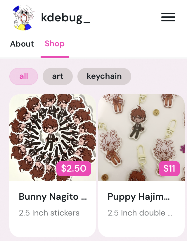 kdebug_'s tweet image. Hello my designs are for sale as keychains and stickers now on ko-fi 😻more coming soon most likely too so #staytuned

ko-fi.com/F1F01YCEZY/shop