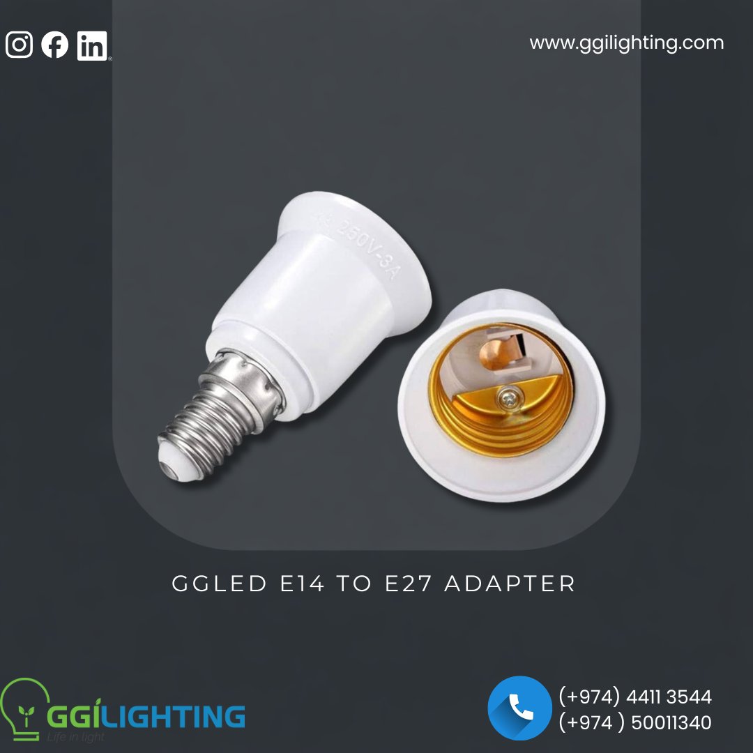 gogreenintl's tweet image. Expand your lighting possibilities with ease 💡✨

The GGLED E14 to E27 Adapter is the ultimate tool for lighting flexibility. Effortlessly convert your small E14 screw sockets to accommodate standard E27 bulbs
#GGILighting #GGLED #LightingSolutions #LampAdapter #E14toE27