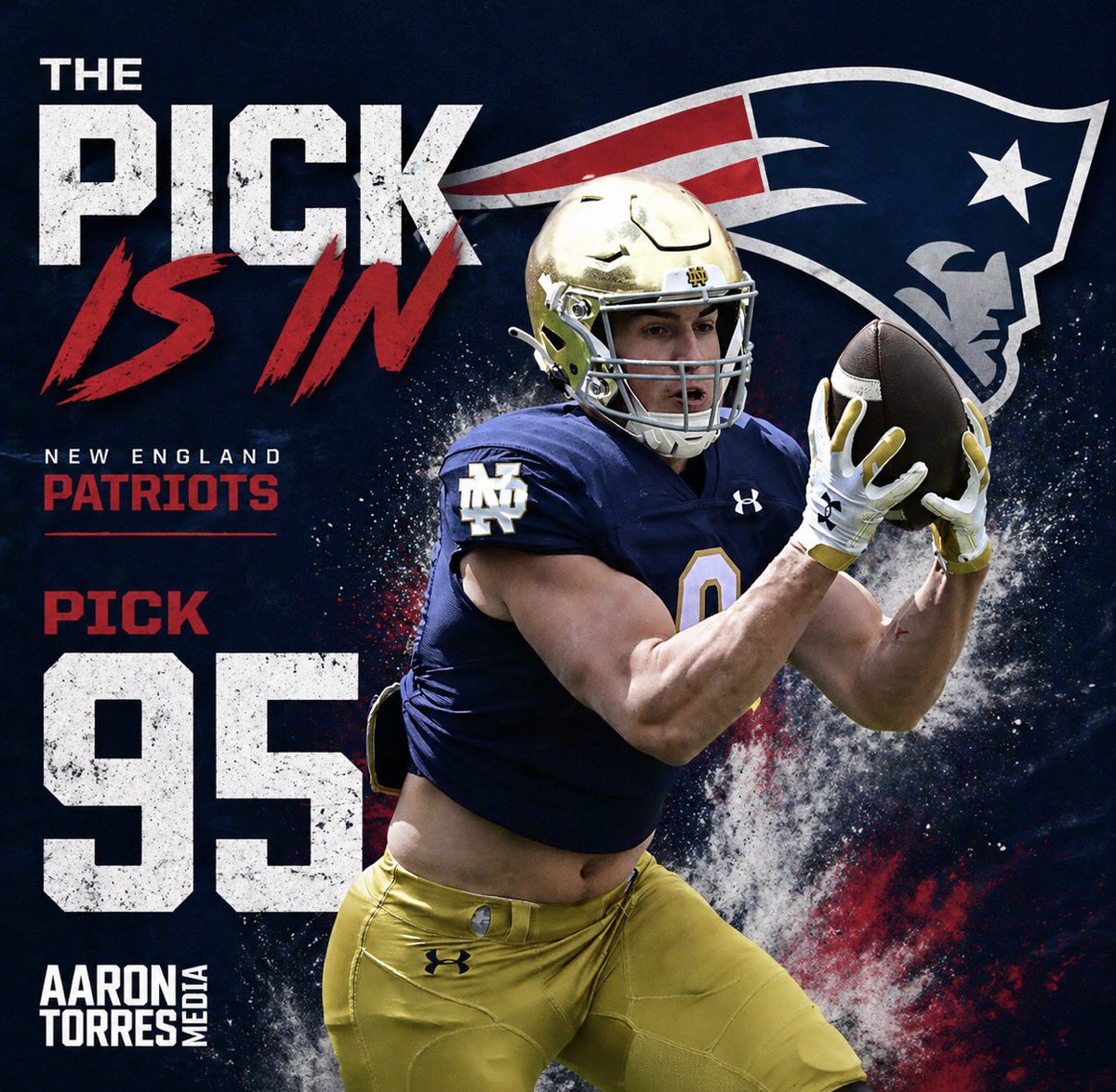TorresOnND's tweet photo. Eli Raridon is drafted by the New England Patriots. Another tight end to the NFL for Notre Dame! https://t.co/3ZGhHEJv5M