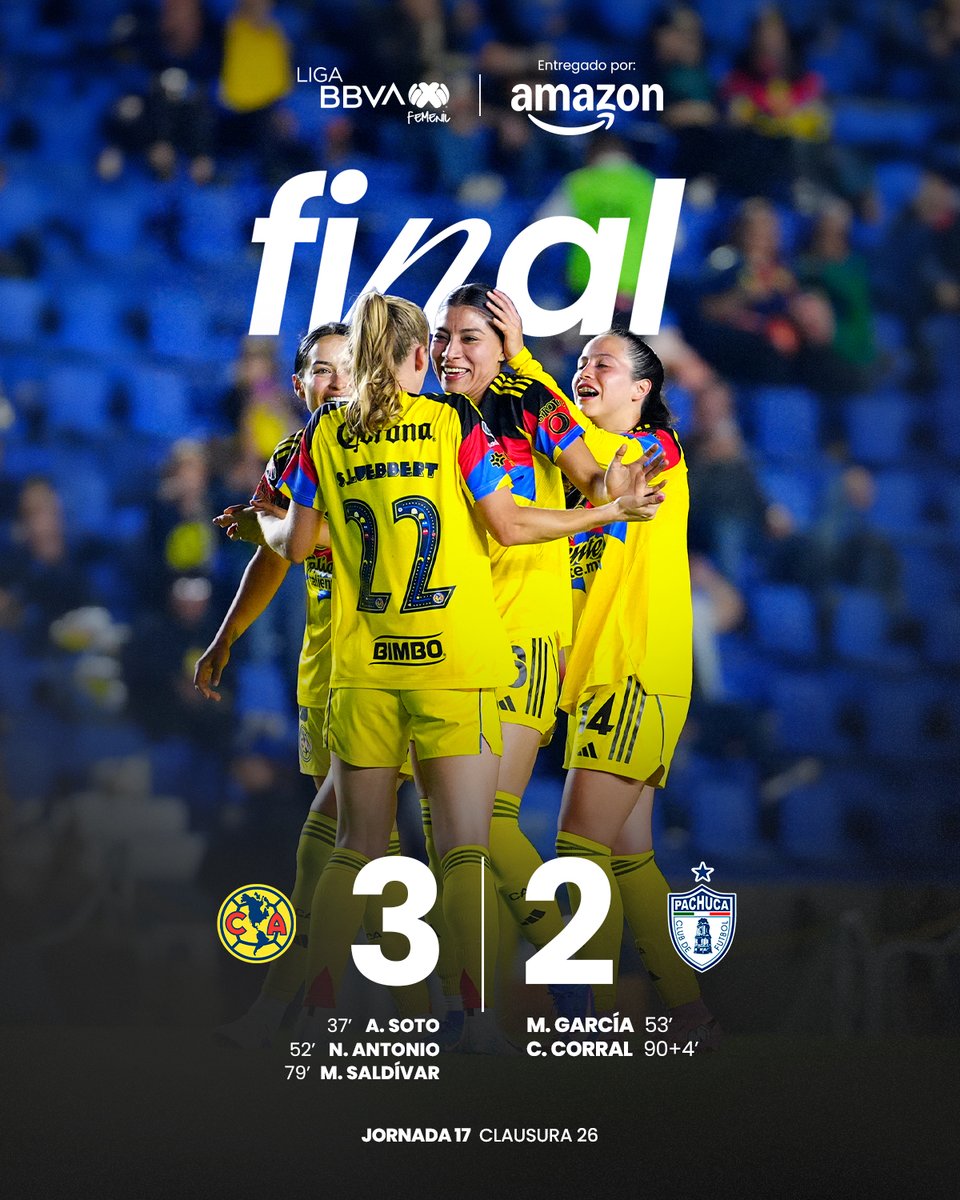 LigaBBVAFemenil's tweet photo. ¡Se terminóooo! 🏁⚽️
América aguanta y se queda con los tres puntos en un cierre cardíaco 😮🔥
📦 Entregado por: @amazonmex
#NuestroFutFem | #MarcadorFinal | #EntregamosTodoPorElFut | #AmazonMX | #AMEvsPAC https://t.co/pnAkx30kz2