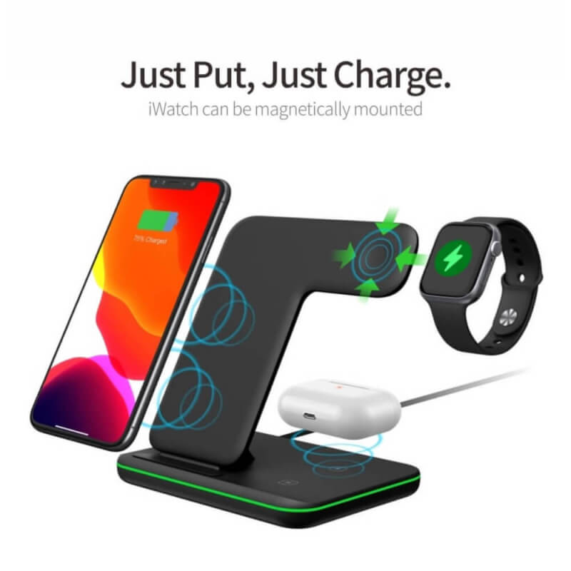 EOrangame's tweet photo. Are you still bothered by messy charging cables? Our stylish 3-in-1 Wireless Charger Stand can charge your iPhone/iWatch/AirPods simultaneously. Fast, safe, and easy to carry! #WirelessChargerStand #TechGadgets #AppleAccessories https://t.co/J6UXMyhsqi