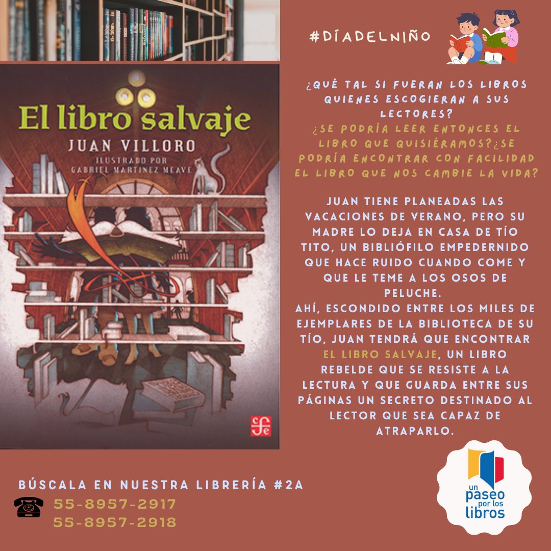 paseoxloslibros's tweet image. Estamos emocionados con el #DíaDelNiño 👧👦tenemos libros con historias y personajes extraordinarios. El mejor #regalo para los #niños 1er. #recomendación #librosinfantiles🤩#ElLibroSalvaje de #JuanVilloro @FCEMexico 
🎁📚📖Librería 2Bis📍Pasaje Pino Suárez- Zócalo del @MetroCDMX