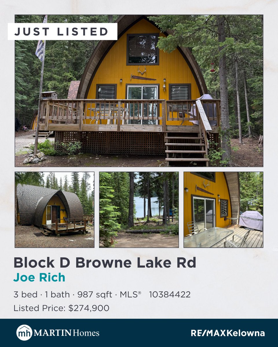 KelownaRealtors's tweet image. Off-Grid Lakefront Cabin on Browne Lake – Just 45 Minutes from Kelowna! Escape to nature without sacrificing comfort. 

$274,900
MLS: 10384422

More info at: martinhomes.ca/listings/block…

Derek Martin Personal Real Estate Corporation
REMAX Kelowna

#realestate #cabin #cottage