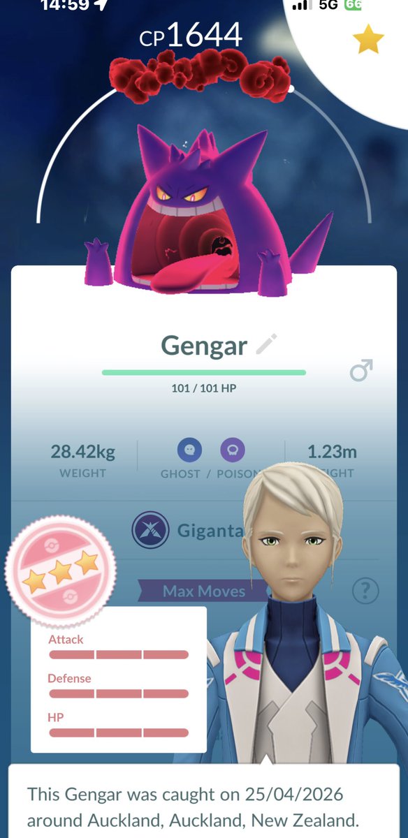 JollyNotNow's tweet image. YOOOOOO!!! My very First hundo GMAX is a Gengar 💯 👻 👻👻
Happy weekend, frens🥰🥰🥰🥰
#pokemonGo