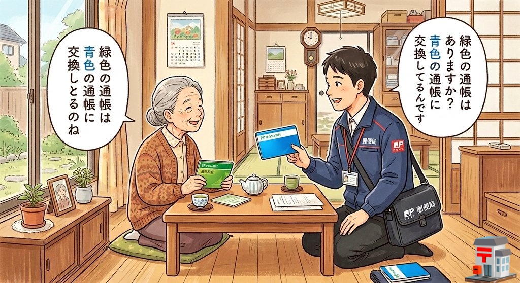 utsu_mori's tweet photo. 郵便局のゆうちょ銀行の緑色の貯金通帳は見慣れてるんですが、噂では表紙に「◯んぽ生命」と書いてある青色の貯金通帳もあるようなんですよね。

好き勝手におろせなくて、無理におろすと元本割れするらしいですけど。どんな貯金なんでしょうね。 https://t.co/Edhji59TnL