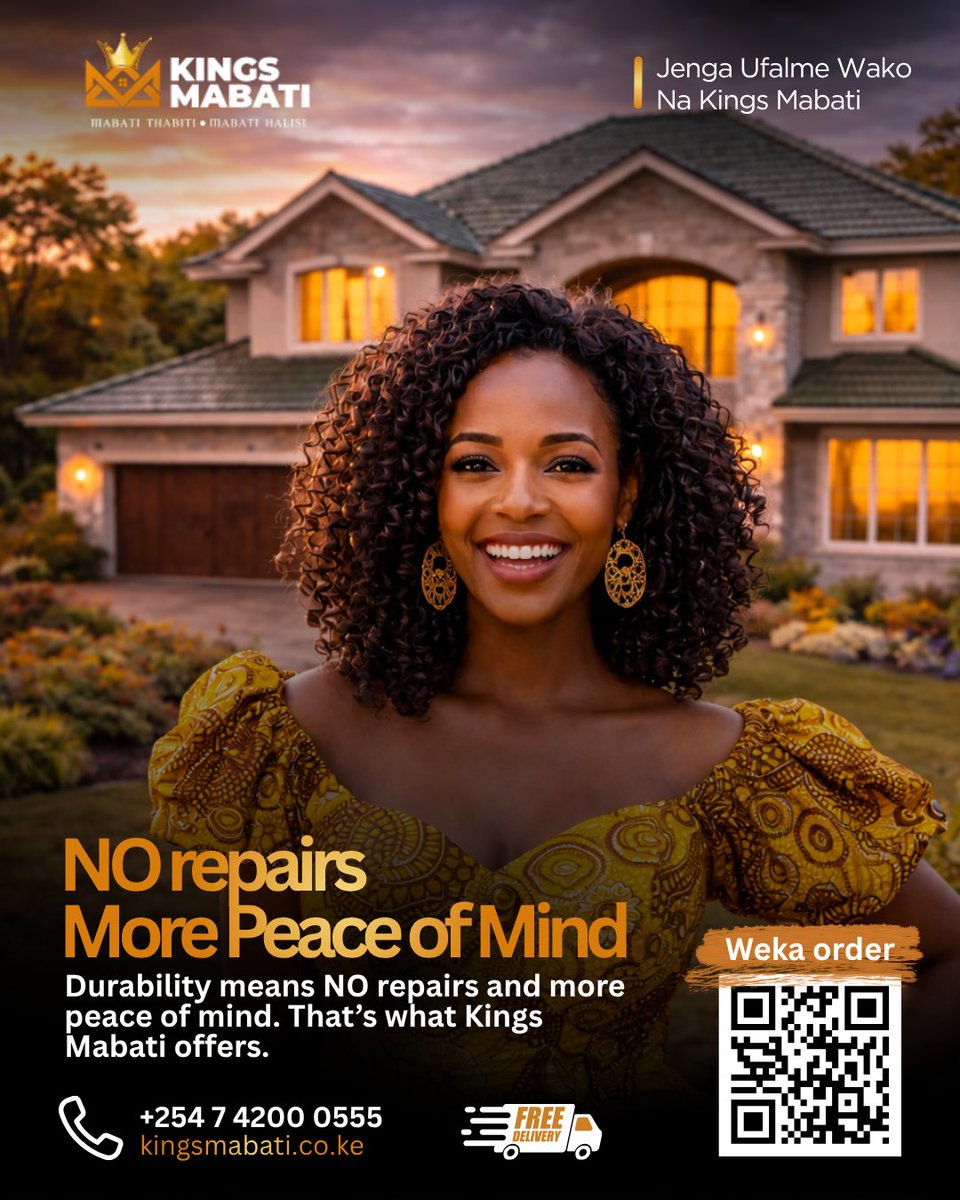 KingsMabati's tweet image. Durability means NO repairs and  more peace of mind. That’s what Kings Mabati offers. #stonecoatedroofingtilemetal #mabatithabitimabatihalisi #RoofingSolutions #kingsmabati #jengaleolipabaadaye #madeinkenya #kenya #quality #Installment 
#پاکستان #tasaçakbudeniz