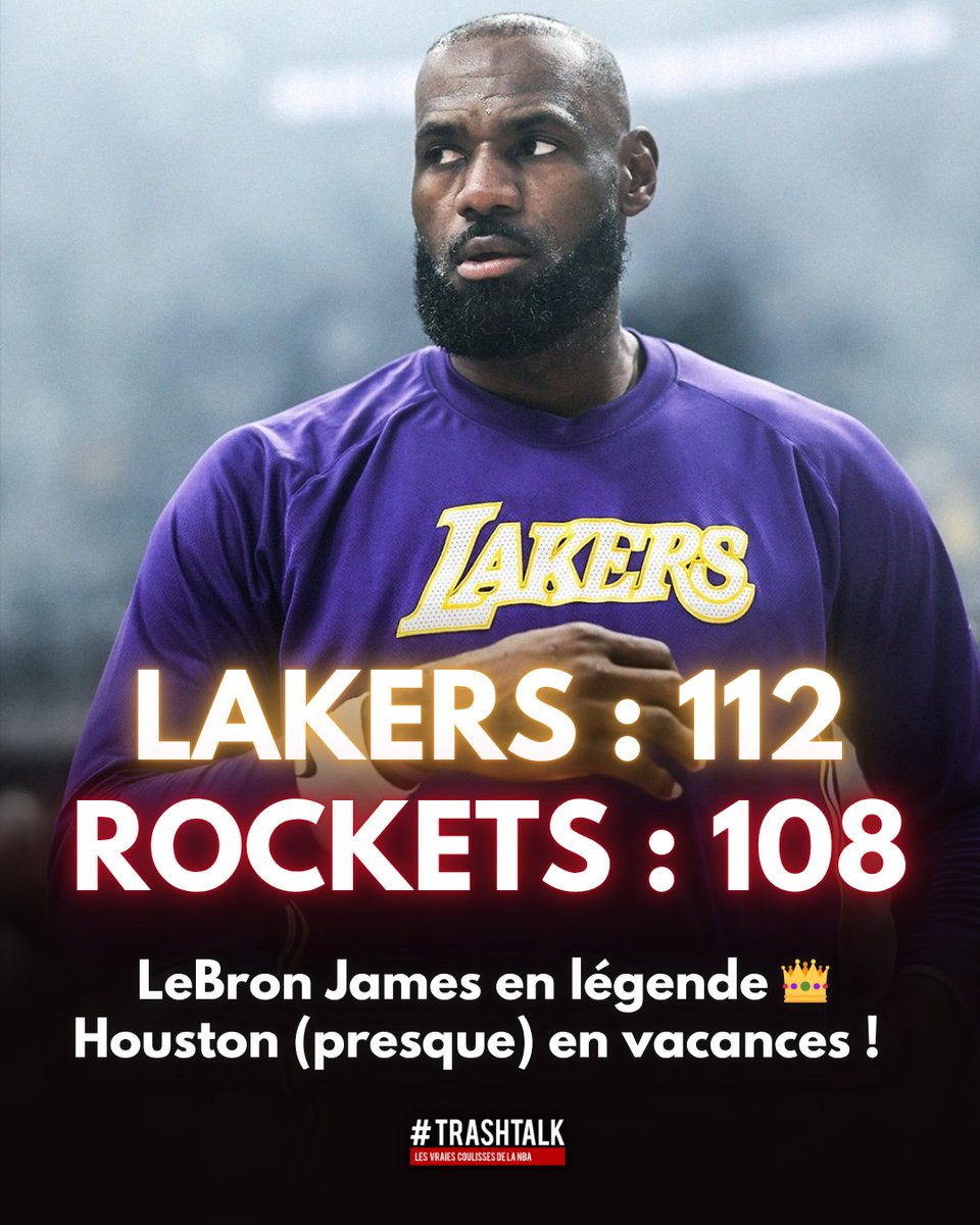 TrashTalk_fr's tweet photo. Les Lakers ont raté leur deuxième mi-temps, LeBron James a fait de grosses erreurs dans le money-time...

Mais lorsqu'il a fallu mettre LE SHOOT, le roi est redevenu légende et permet à L.A de mener 3-0 ! 👑 

Très belles performances aussi de Marcus Smart et Rui Hachimura.👏 https://t.co/PplGsbPthF