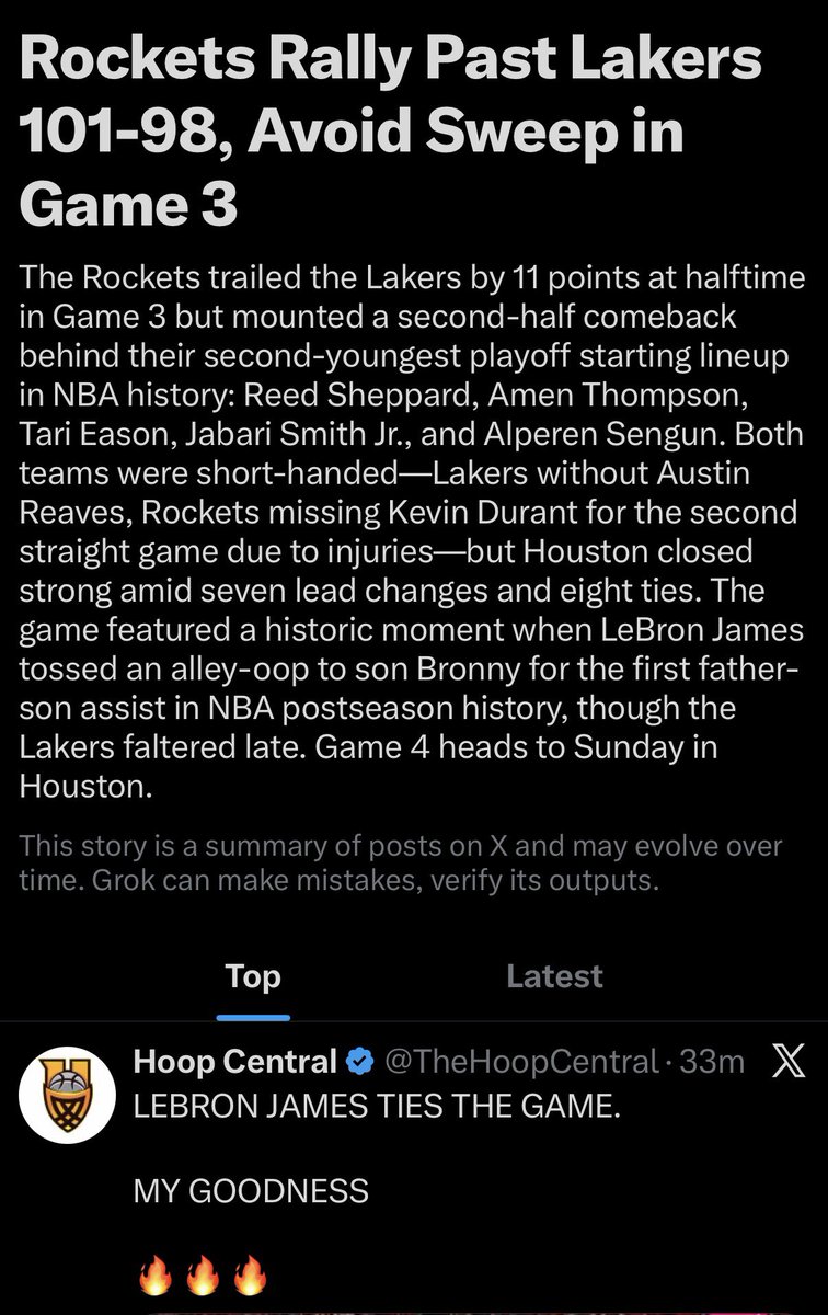 bigkiddman's tweet photo. X with the huge FAIL!!! Called the game too early or Grok is a Rockets fan. Either way…LAKERS IN 4!!! https://t.co/3BDIz8Z255