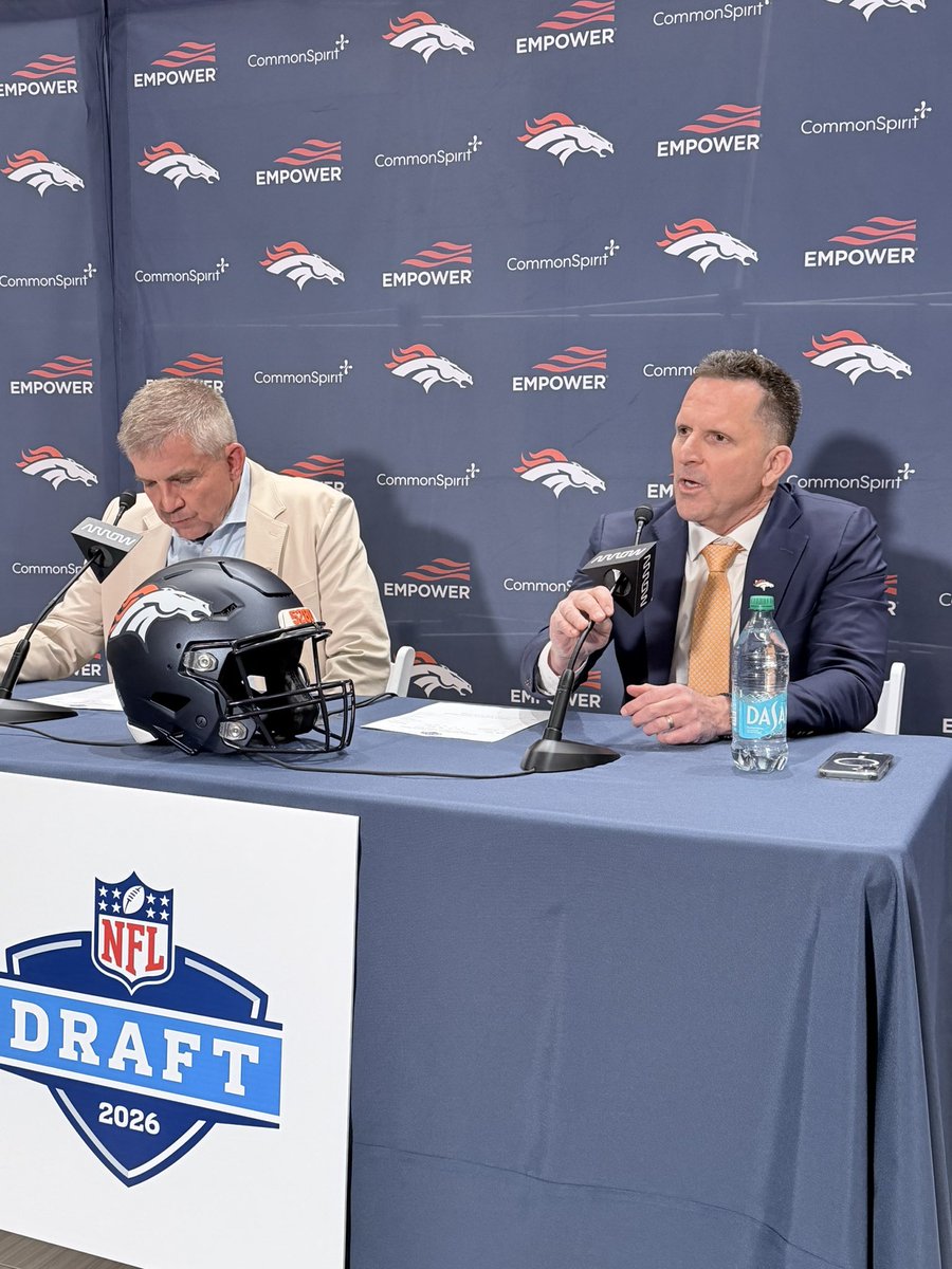 ZacStevensDNVR's tweet image. Sean Payton and George Paton post day 2