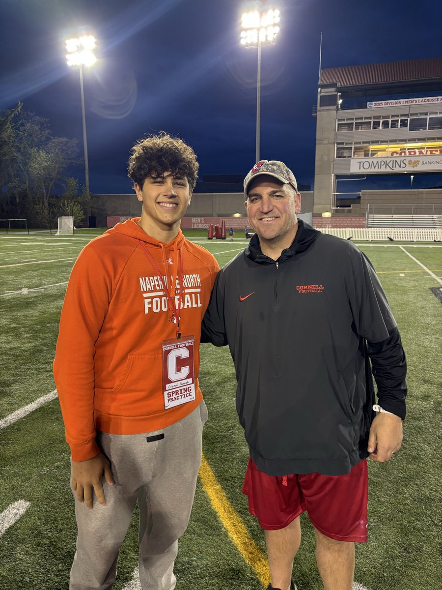 GianniFonash's tweet photo. Thank you to @BigRed_Football for the visit and spring game. It was a great experience connecting with the team and seeing the commitment to excellence on and off the field. Special thanks to @CoachJDittman58 and @CoachBhakta for having me come out to see everything that Cornell offers. Go Big Red! @HuskieFB @HuskieStrength @PrepRedzone @CSAPrepStar @EDGYTIM @nnhsboosters @Rivals @247Sports @PrepRedzoneIL