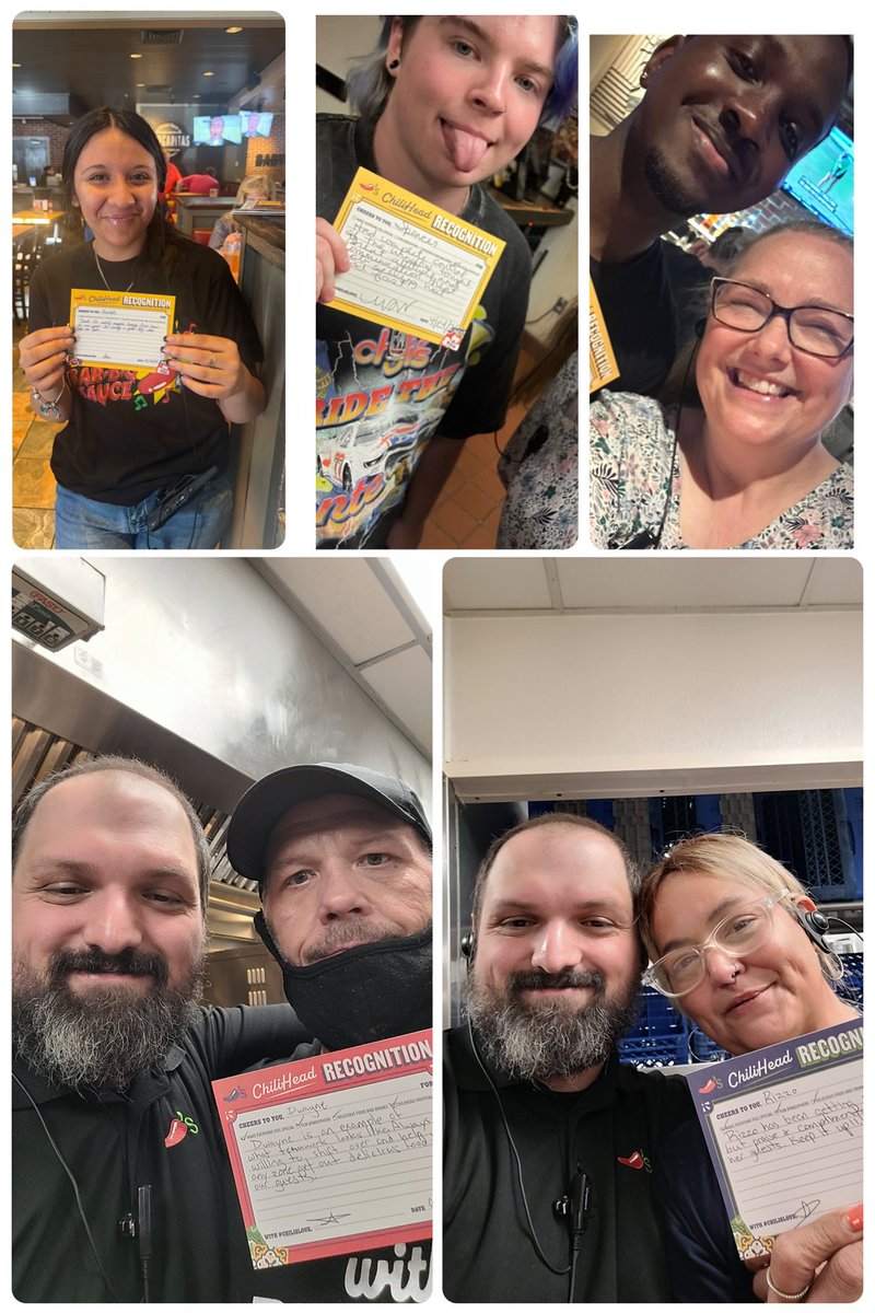 jrbolinger's tweet photo. What an amazing day of ChiliHead Recognition across the area! Tons of smiles and engagement around executing our fundamentals and ChiliHead Hospitality Behaviors! Feels great to feel great! #ISeeYou #Chilislove https://t.co/0osXuppFfm