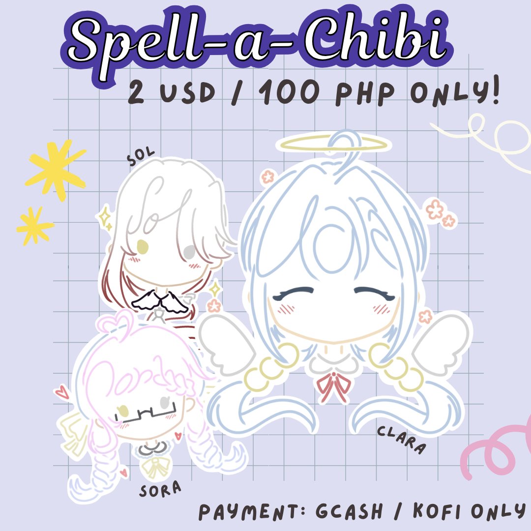 soramifasol's tweet photo. --꒰ა Spell-a-Chibi ໒꒱--

♡+↻ appreciated~

Kindly read the message on the photo!

☆ DM or reply to waitlist. 15 slots available for now~
☆ Will begin working on April 30!
☆ Please check this thread for any updates ><

Thank you so much for your time ૮ ˶ᵔ ᵕ ᵔ˶ ა https://t.co/g7TJSeVKrf